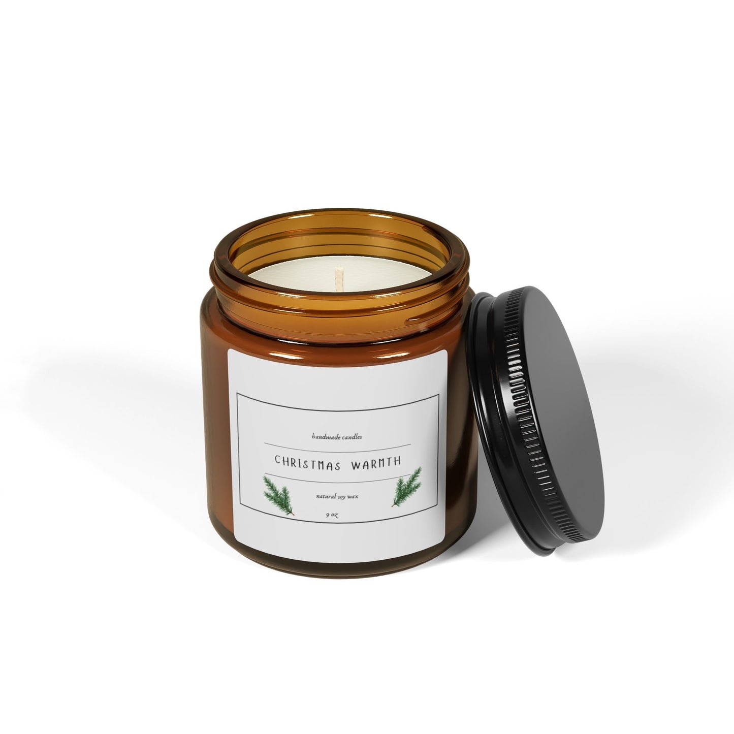 Christmas Warmth Scented Soy Candle - Amber Jar, Cozy Holiday Decor