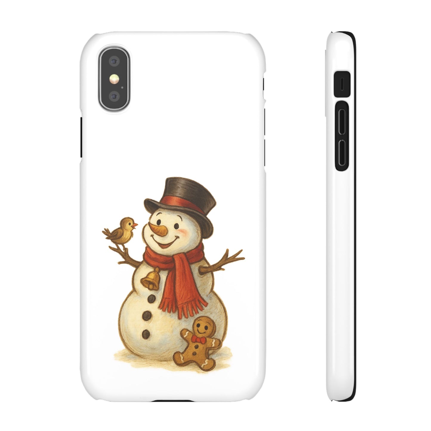 Festive Snowman Phone Case, Winter Holiday Phone Cover, Cute Snowman Snap Case, Christmas Gift for Phone Lovers, Seasonal Tech Accessories