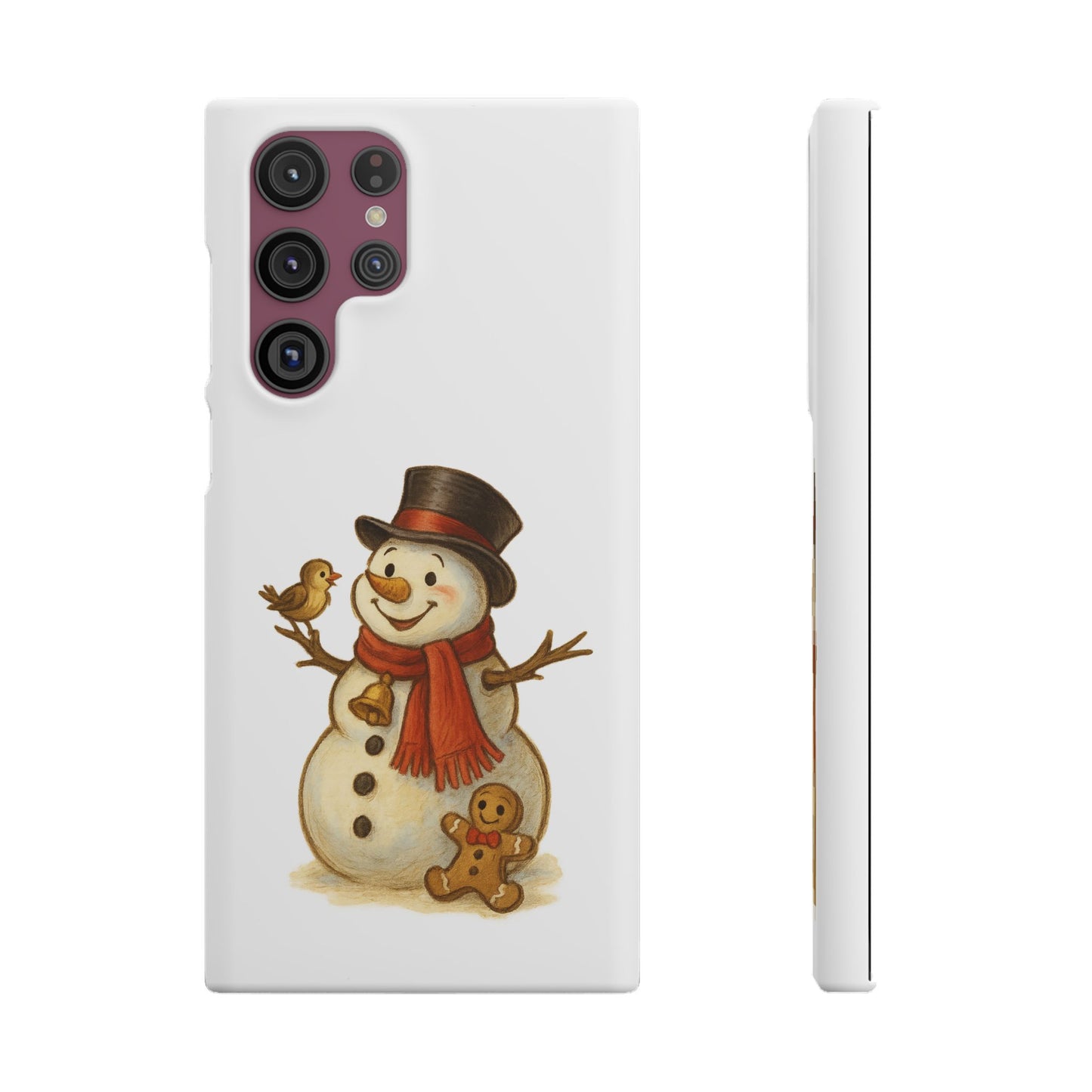 Festive Snowman Phone Case, Winter Holiday Phone Cover, Cute Snowman Snap Case, Christmas Gift for Phone Lovers, Seasonal Tech Accessories