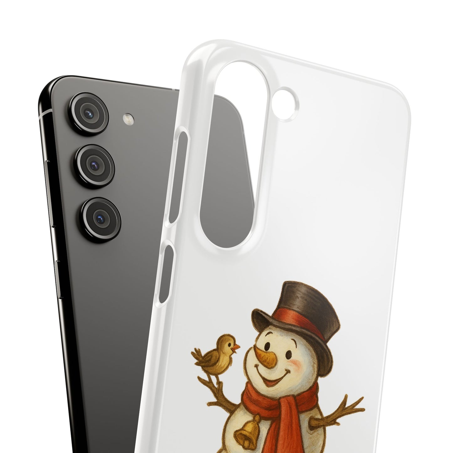 Festive Snowman Phone Case, Winter Holiday Phone Cover, Cute Snowman Snap Case, Christmas Gift for Phone Lovers, Seasonal Tech Accessories