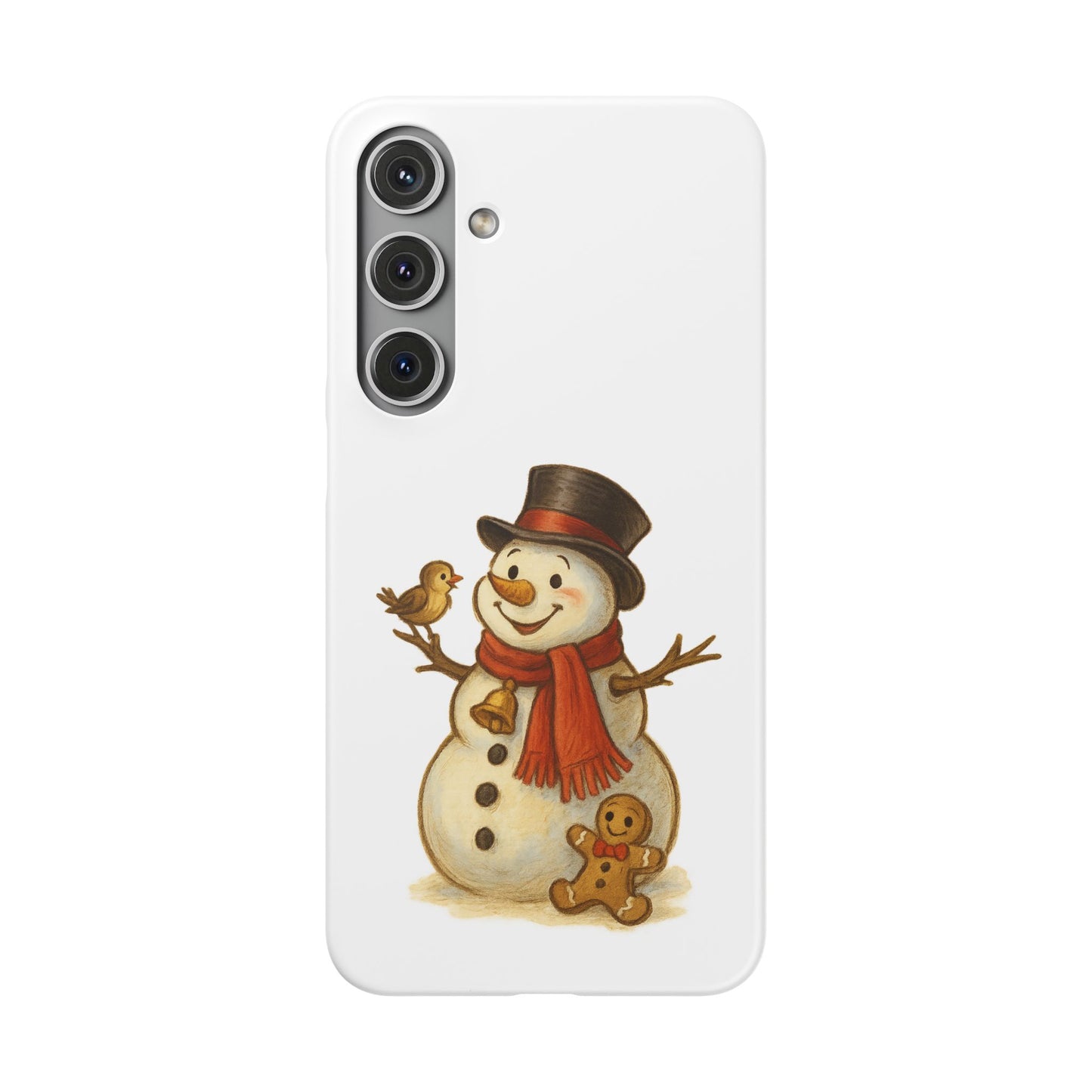 Festive Snowman Phone Case, Winter Holiday Phone Cover, Cute Snowman Snap Case, Christmas Gift for Phone Lovers, Seasonal Tech Accessories
