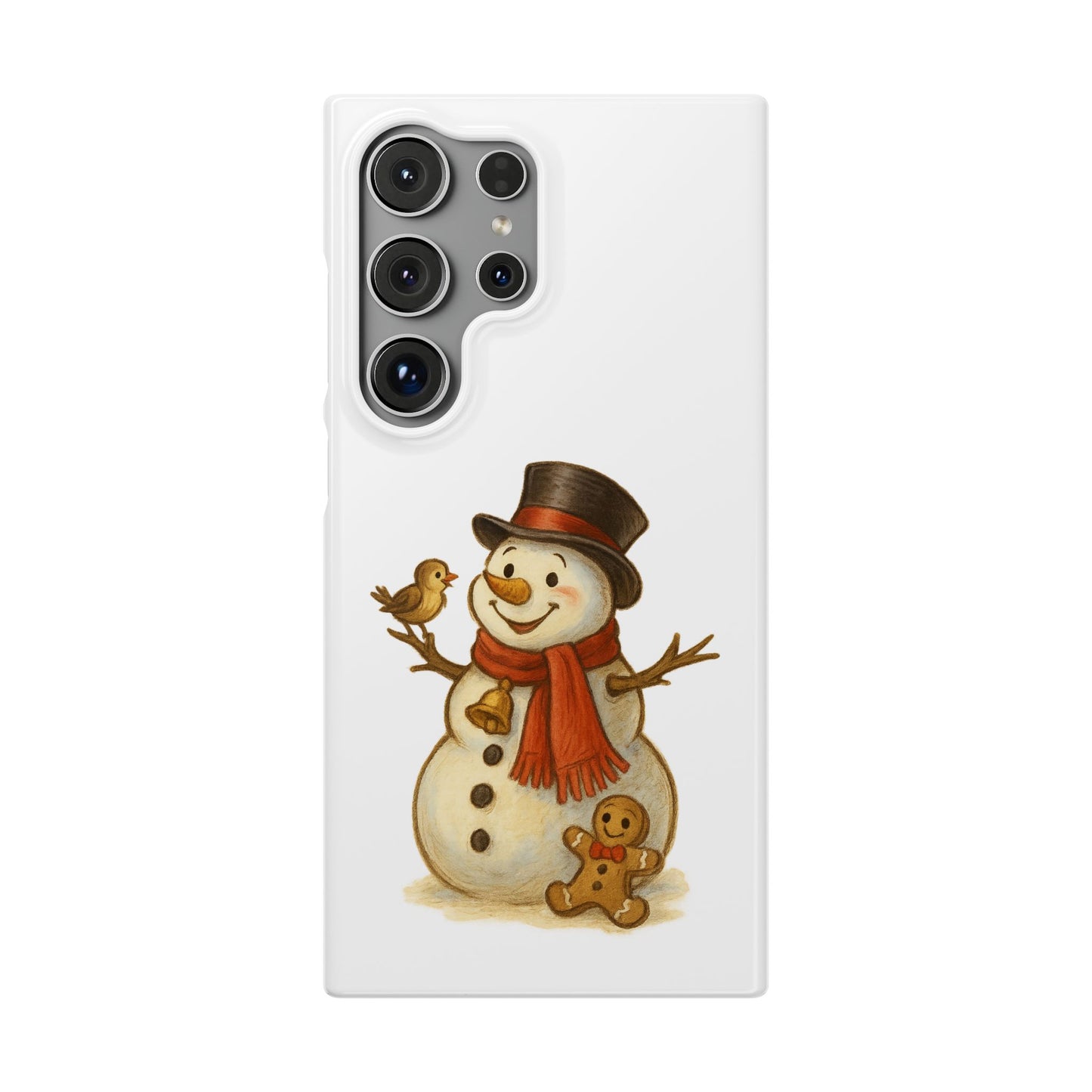 Festive Snowman Phone Case, Winter Holiday Phone Cover, Cute Snowman Snap Case, Christmas Gift for Phone Lovers, Seasonal Tech Accessories