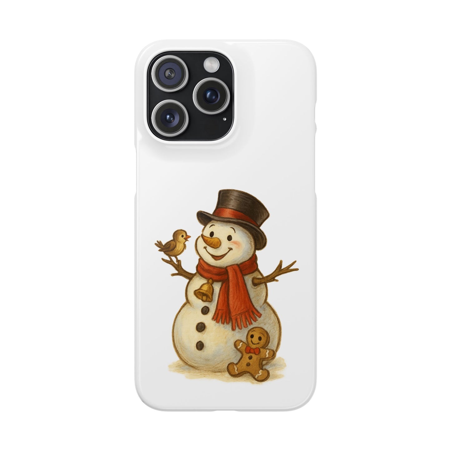 Festive Snowman Phone Case, Winter Holiday Phone Cover, Cute Snowman Snap Case, Christmas Gift for Phone Lovers, Seasonal Tech Accessories