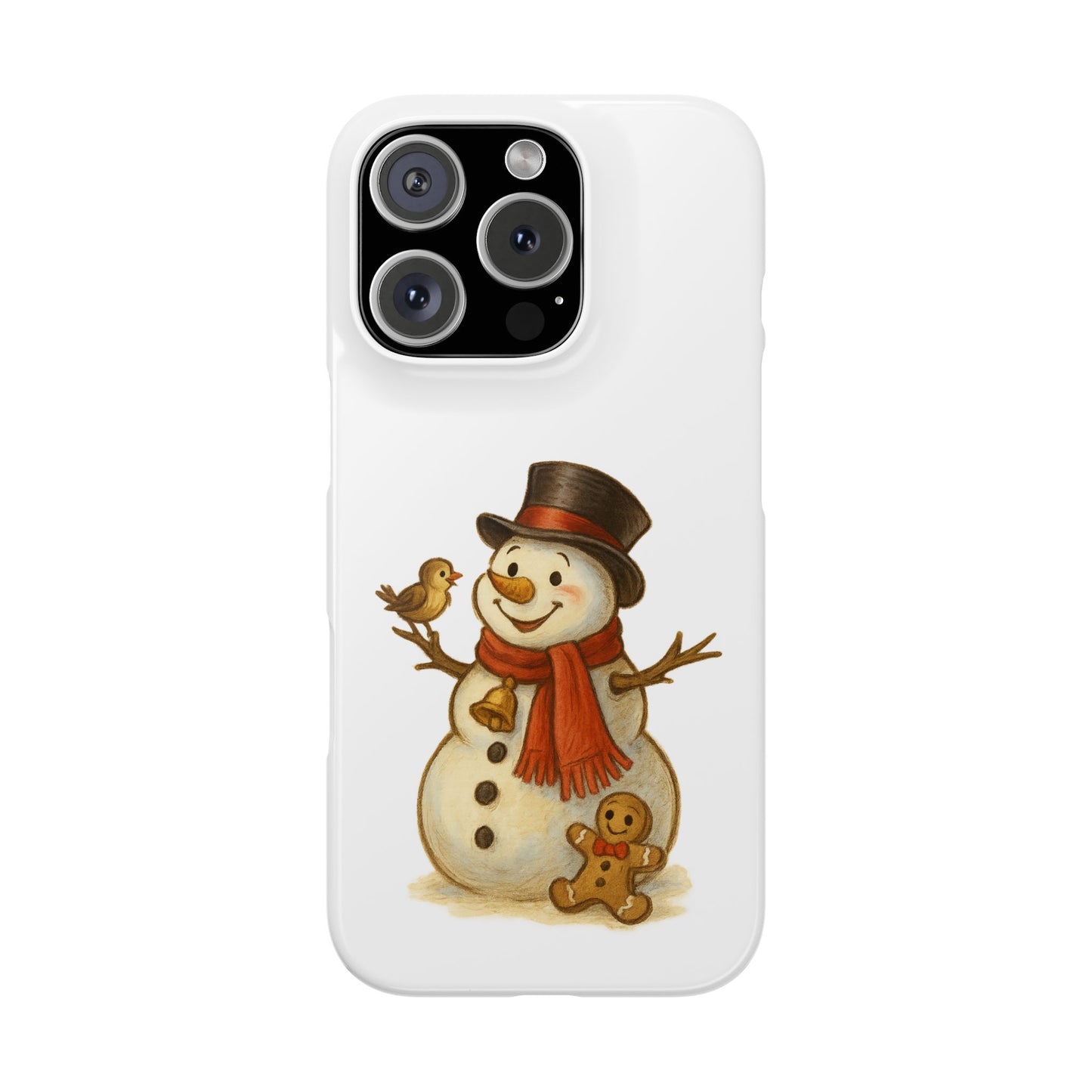 Festive Snowman Phone Case, Winter Holiday Phone Cover, Cute Snowman Snap Case, Christmas Gift for Phone Lovers, Seasonal Tech Accessories