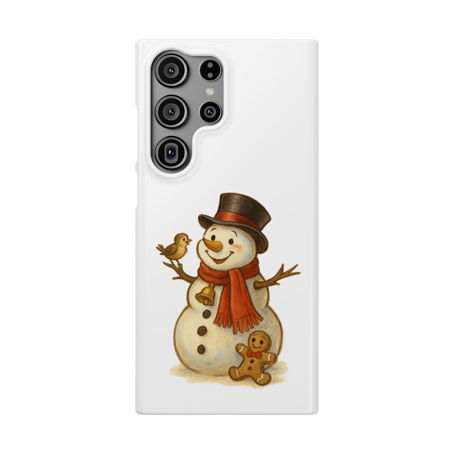 Festive Snowman Phone Case, Winter Holiday Phone Cover, Cute Snowman Snap Case, Christmas Gift for Phone Lovers, Seasonal Tech Accessories
