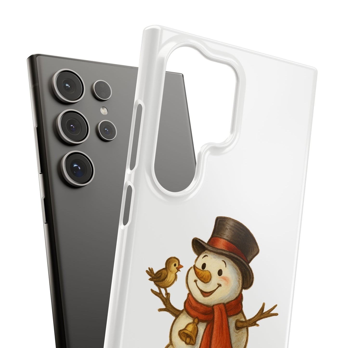 Festive Snowman Phone Case, Winter Holiday Phone Cover, Cute Snowman Snap Case, Christmas Gift for Phone Lovers, Seasonal Tech Accessories