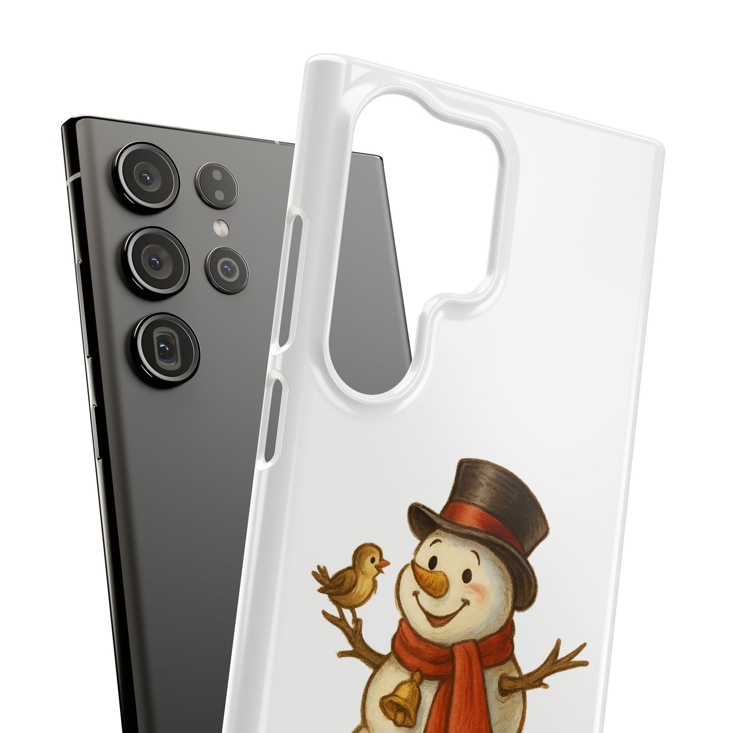 Festive Snowman Phone Case, Winter Holiday Phone Cover, Cute Snowman Snap Case, Christmas Gift for Phone Lovers, Seasonal Tech Accessories