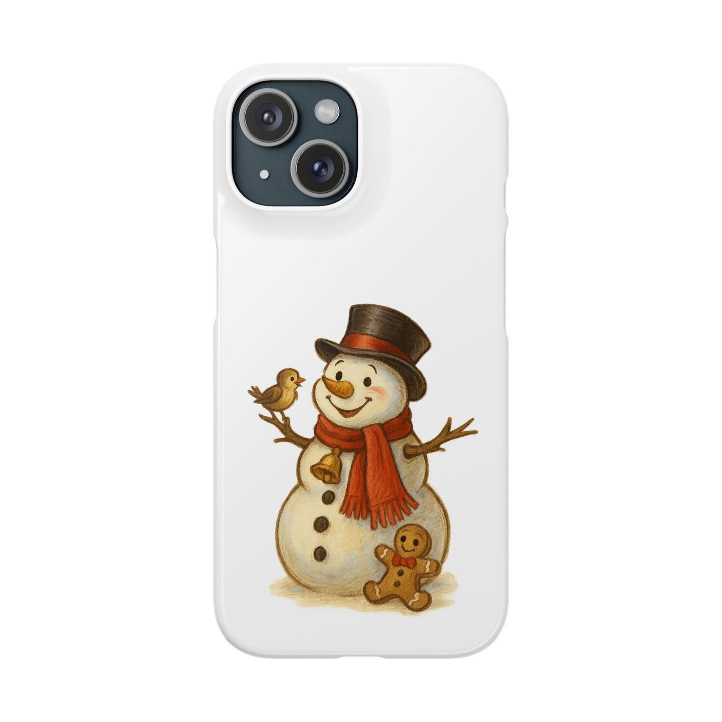 Festive Snowman Phone Case, Winter Holiday Phone Cover, Cute Snowman Snap Case, Christmas Gift for Phone Lovers, Seasonal Tech Accessories