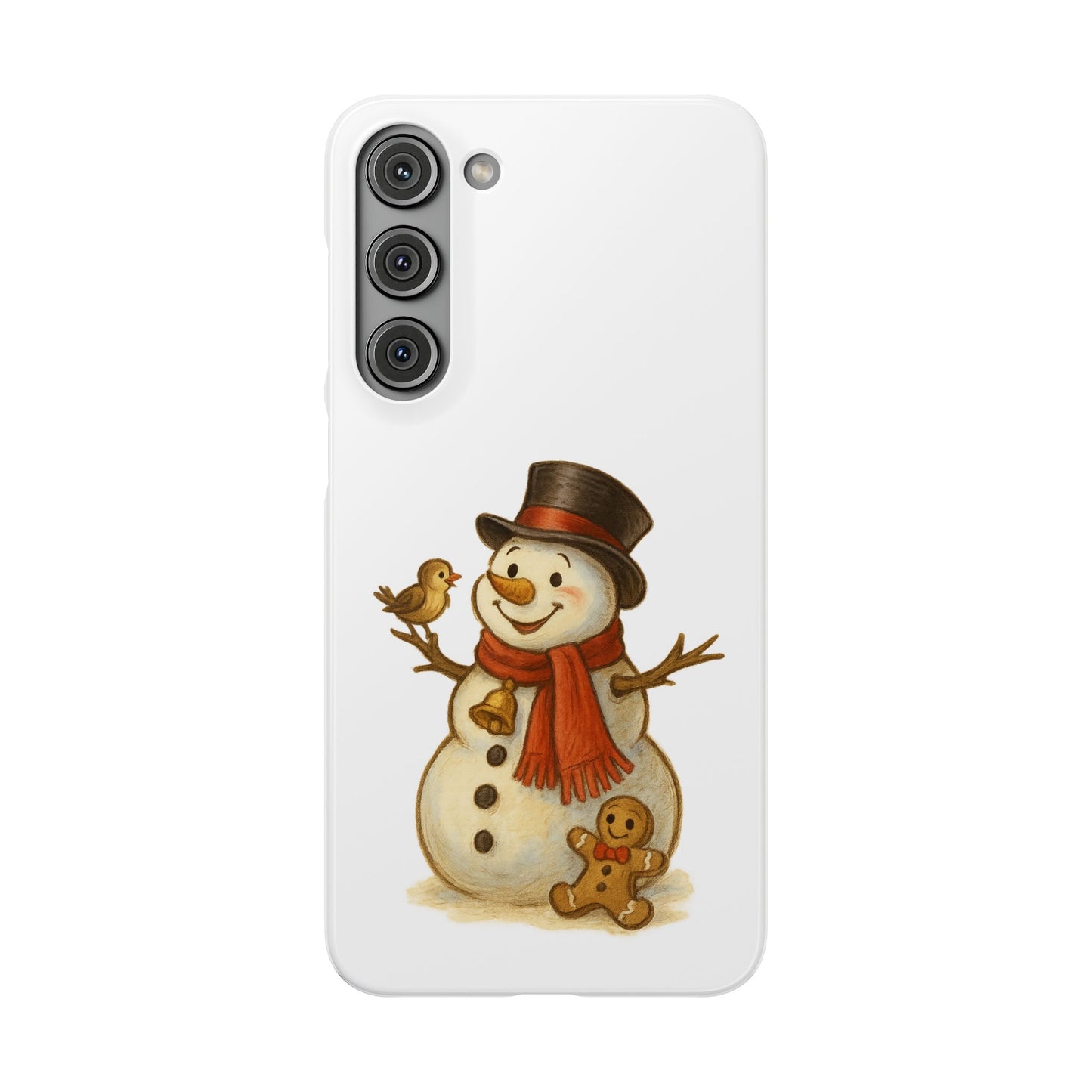 Festive Snowman Phone Case, Winter Holiday Phone Cover, Cute Snowman Snap Case, Christmas Gift for Phone Lovers, Seasonal Tech Accessories