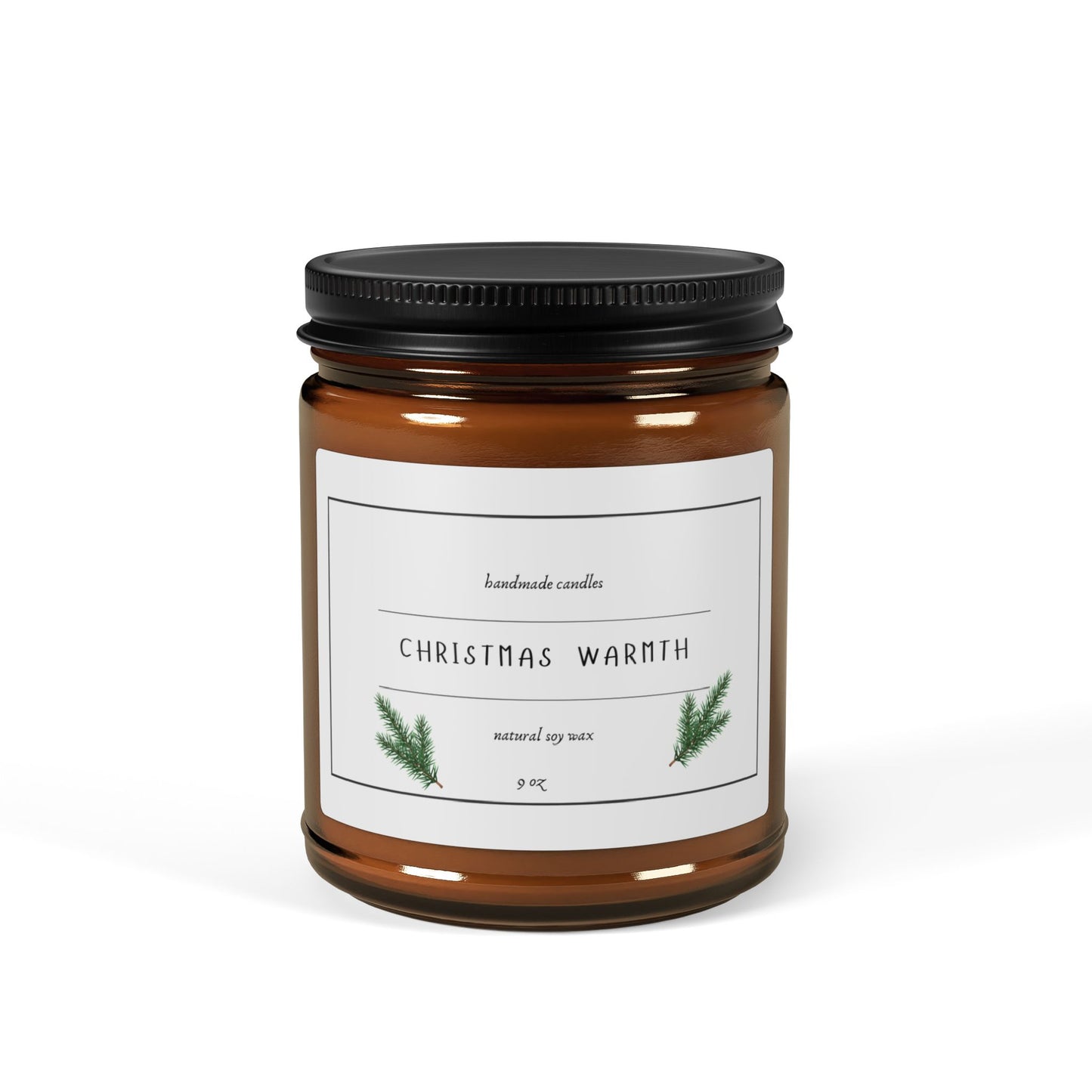 Christmas Warmth Scented Soy Candle - Amber Jar, Cozy Holiday Decor