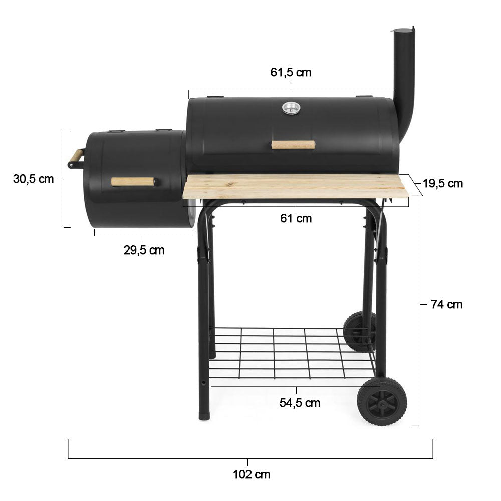2in1 charcoal BBQ grill and smoker