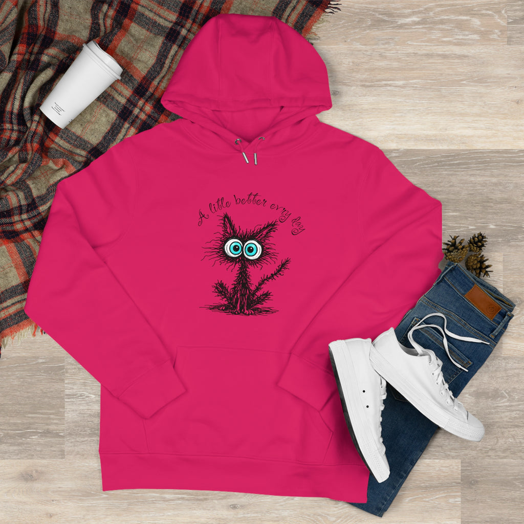 Blue Eyed Fuzzy Owl Illustration King Hooded Sweatshirt | Cute Owl Sketch Hoodie