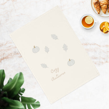 Cozy Autumn Cotton Tea Towel | Fall Kitchen Decor, Pumpkin Towel, Harvest Gifts, Home and Gift Ideas, Thanksgiving Essentials