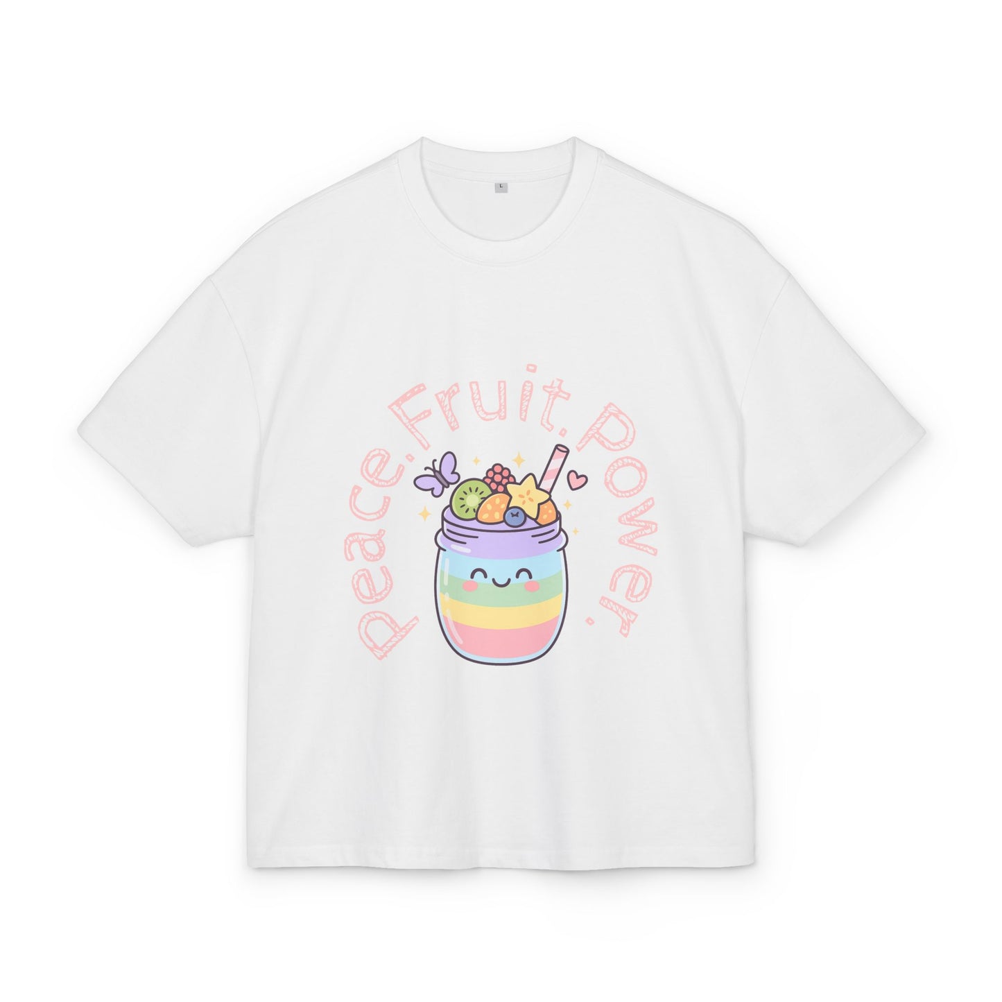 Kawaii Fruit Power Tee, Cute Oversized T-Shirt, Summer Vibes Shirt, Unisex Graphic Tee, Gift for Friends, Aesthetic Apparel