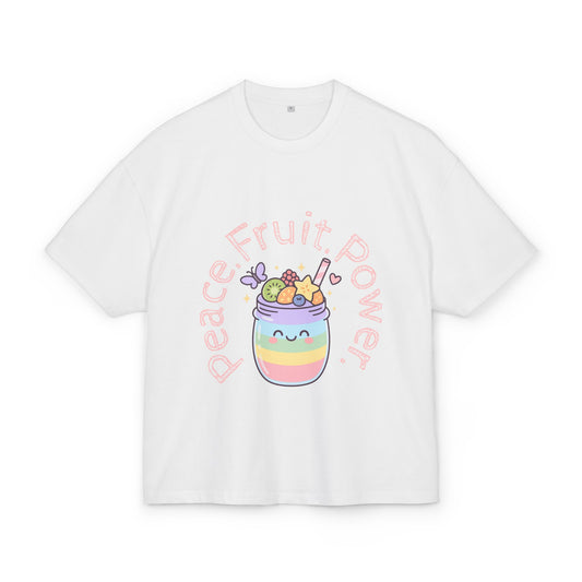 Kawaii Fruit Power Tee, Cute Oversized T-Shirt, Summer Vibes Shirt, Unisex Graphic Tee, Gift for Friends, Aesthetic Apparel