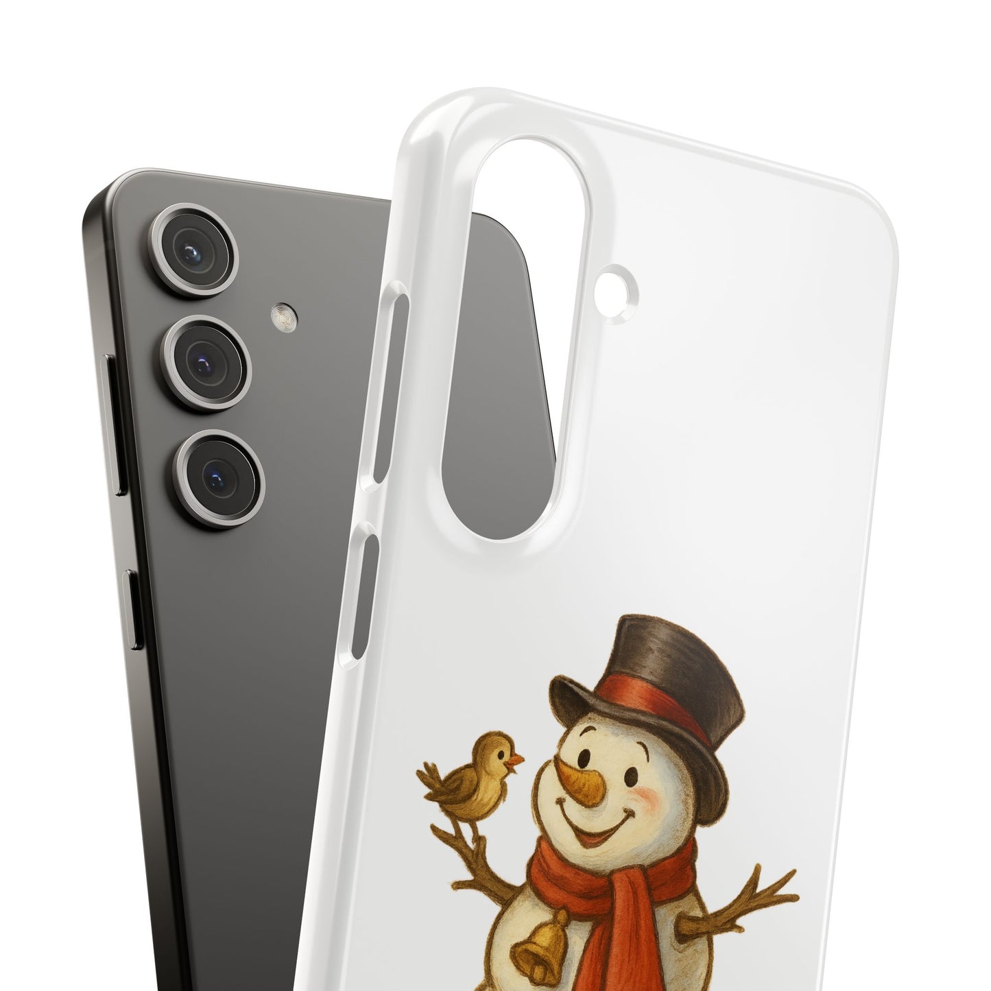 Festive Snowman Phone Case, Winter Holiday Phone Cover, Cute Snowman Snap Case, Christmas Gift for Phone Lovers, Seasonal Tech Accessories