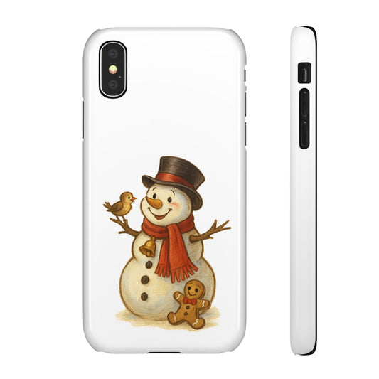 Festive Snowman Phone Case, Winter Holiday Phone Cover, Cute Snowman Snap Case, Christmas Gift for Phone Lovers, Seasonal Tech Accessories