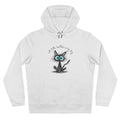Blue Eyed Fuzzy Owl Illustration King Hooded Sweatshirt | Cute Owl Sketch Hoodie