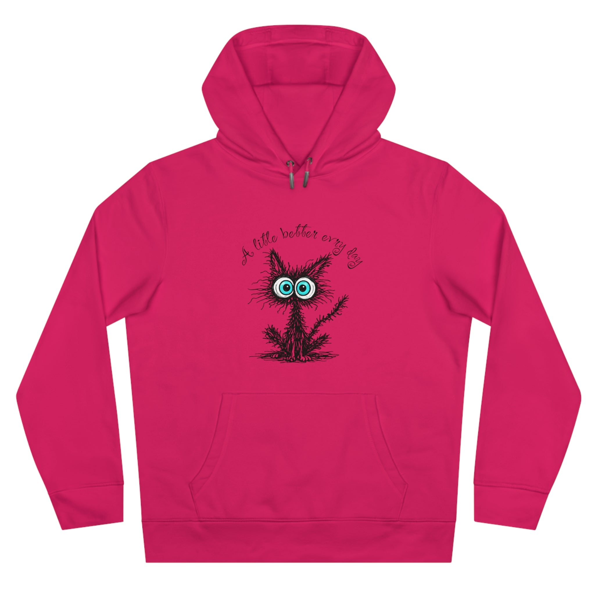 Blue Eyed Fuzzy Owl Illustration King Hooded Sweatshirt | Cute Owl Sketch Hoodie
