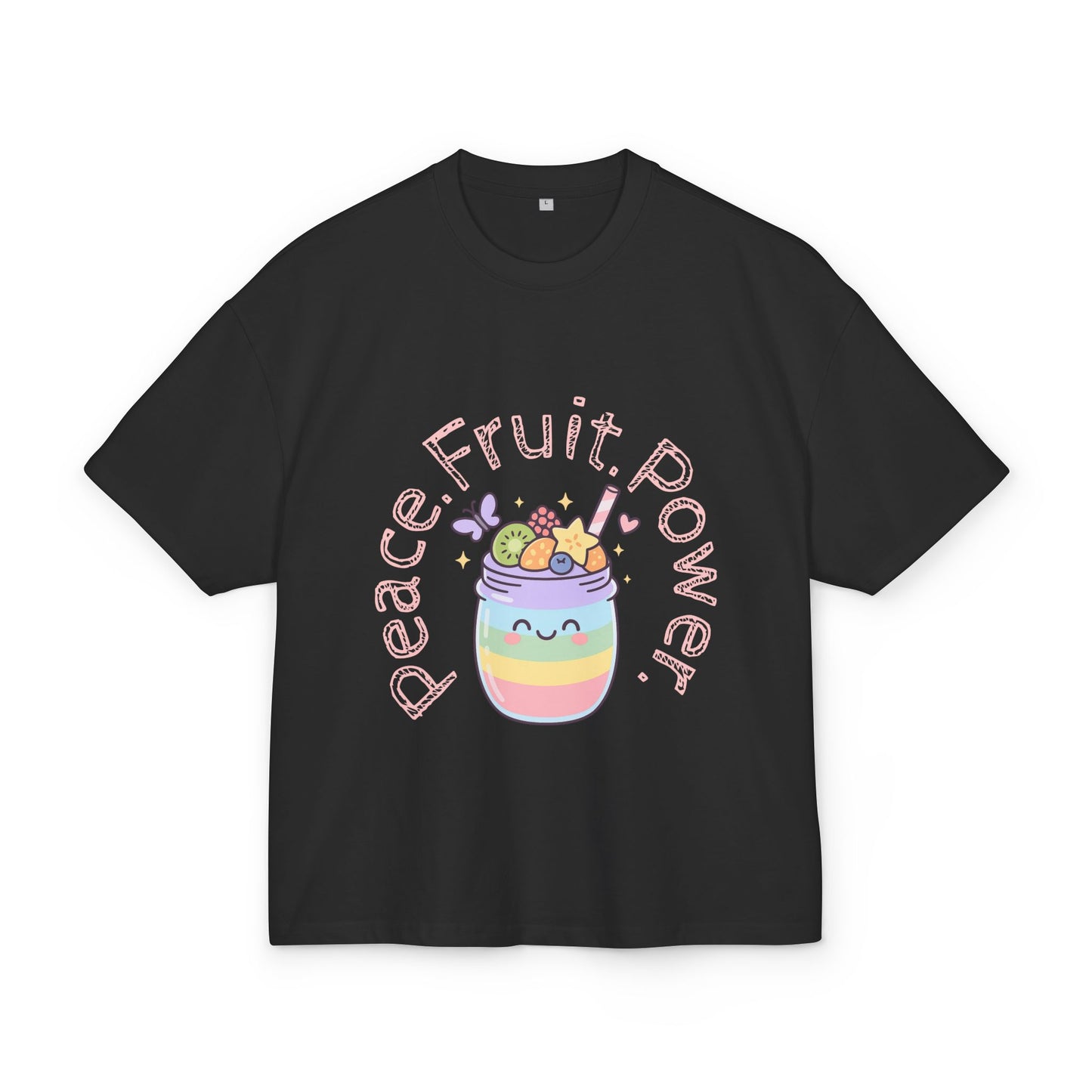 Kawaii Fruit Power Tee, Cute Oversized T-Shirt, Summer Vibes Shirt, Unisex Graphic Tee, Gift for Friends, Aesthetic Apparel